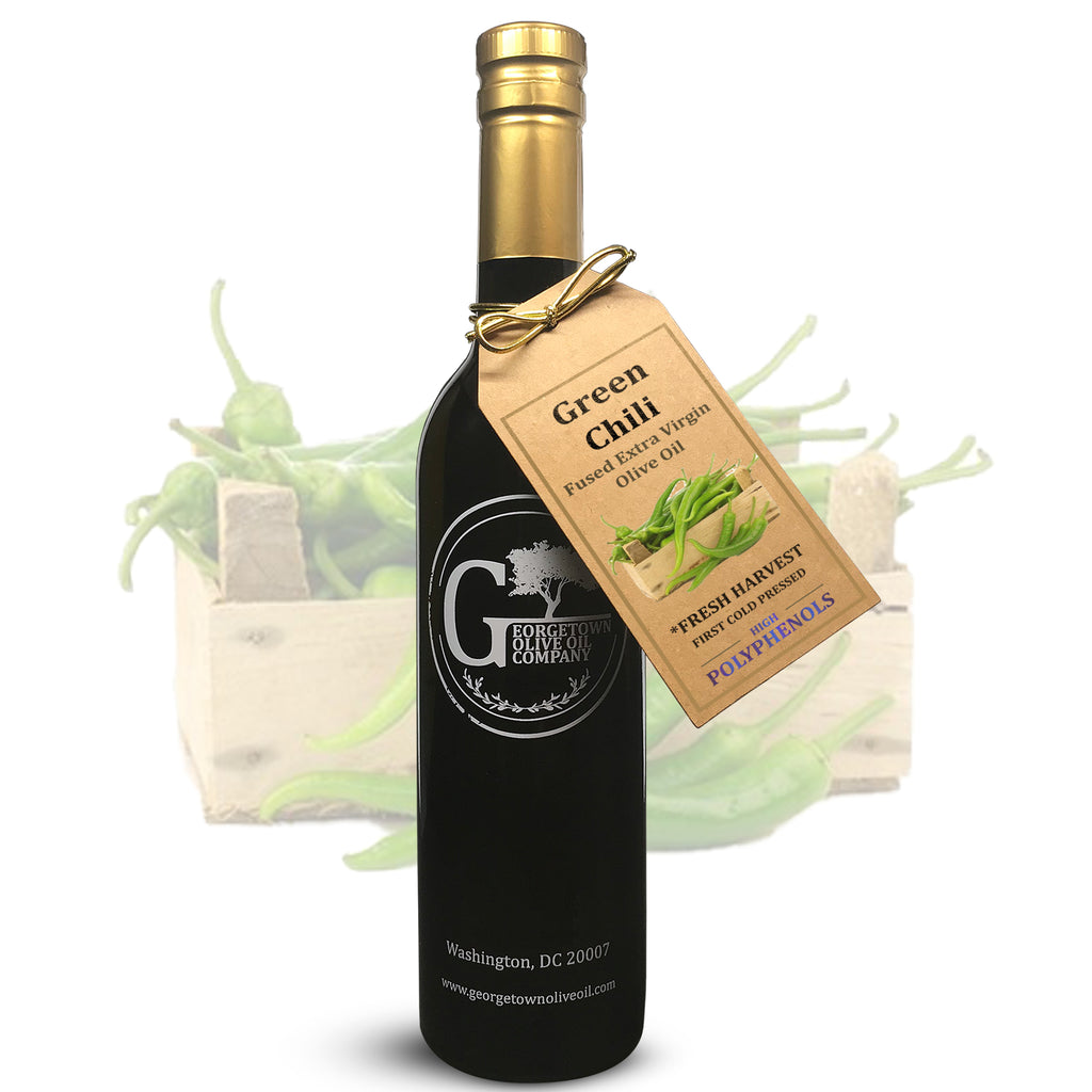 GREEN CHILI Fused | High Polyphenols Extra Virgin Olive Oil Georgetown Olive Oil Co.