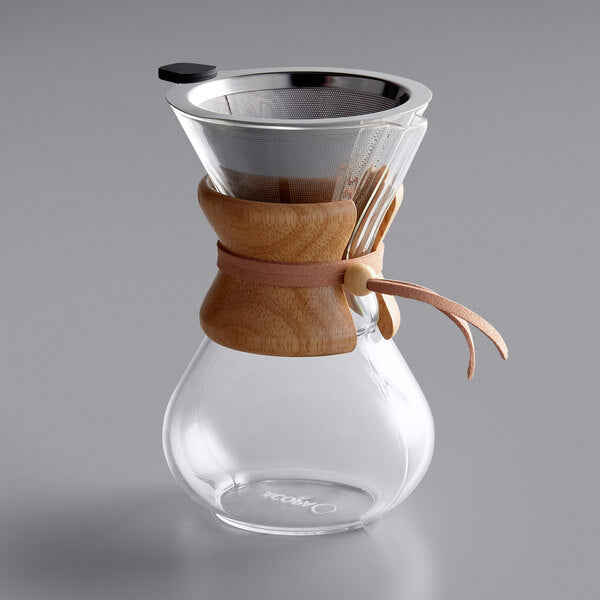 Pour Over Drip Pot | Glass with Wood Collar | 3 cup