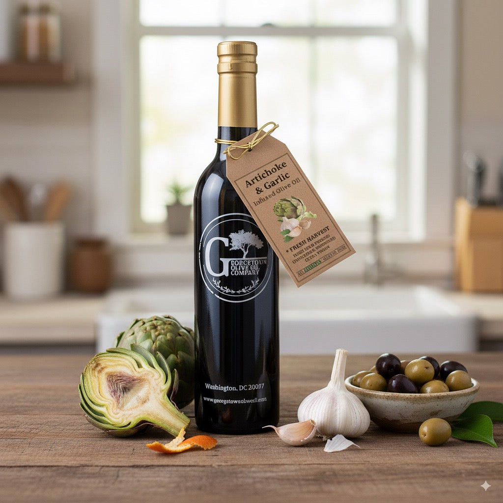 ARTICHOKE & GARLIC Infused | High Polyphenols Extra Virgin Olive Oil Georgetown Olive Oil Co Fresh Harvest