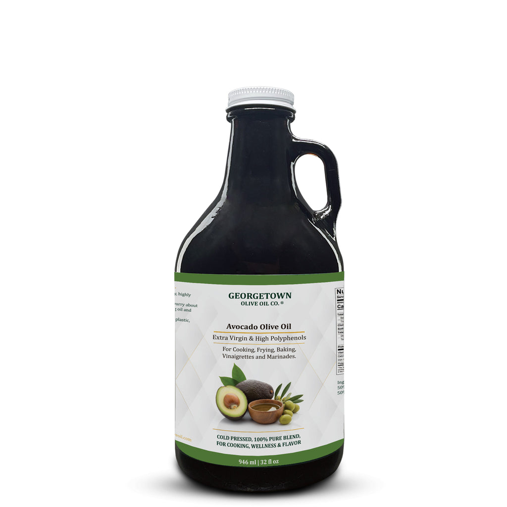 Bottle of Georgetown Olive Oil Co. Avocado Olive Oil on a white background