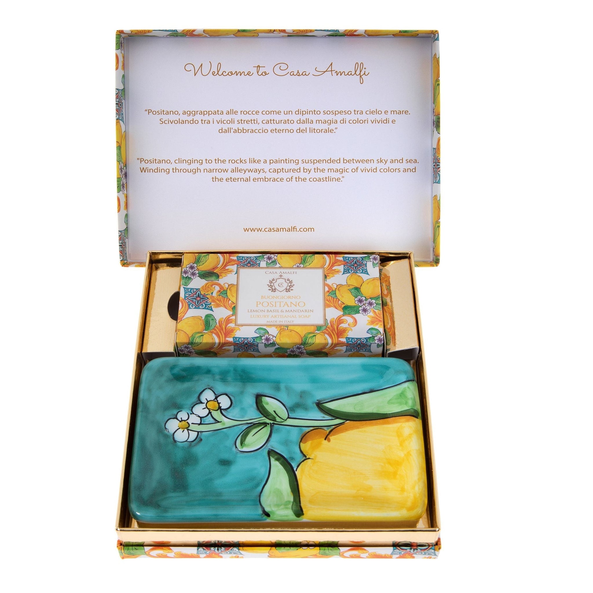 Italian Artisan Soap | Gift Set with Hand Painted Soap Dish | Casa