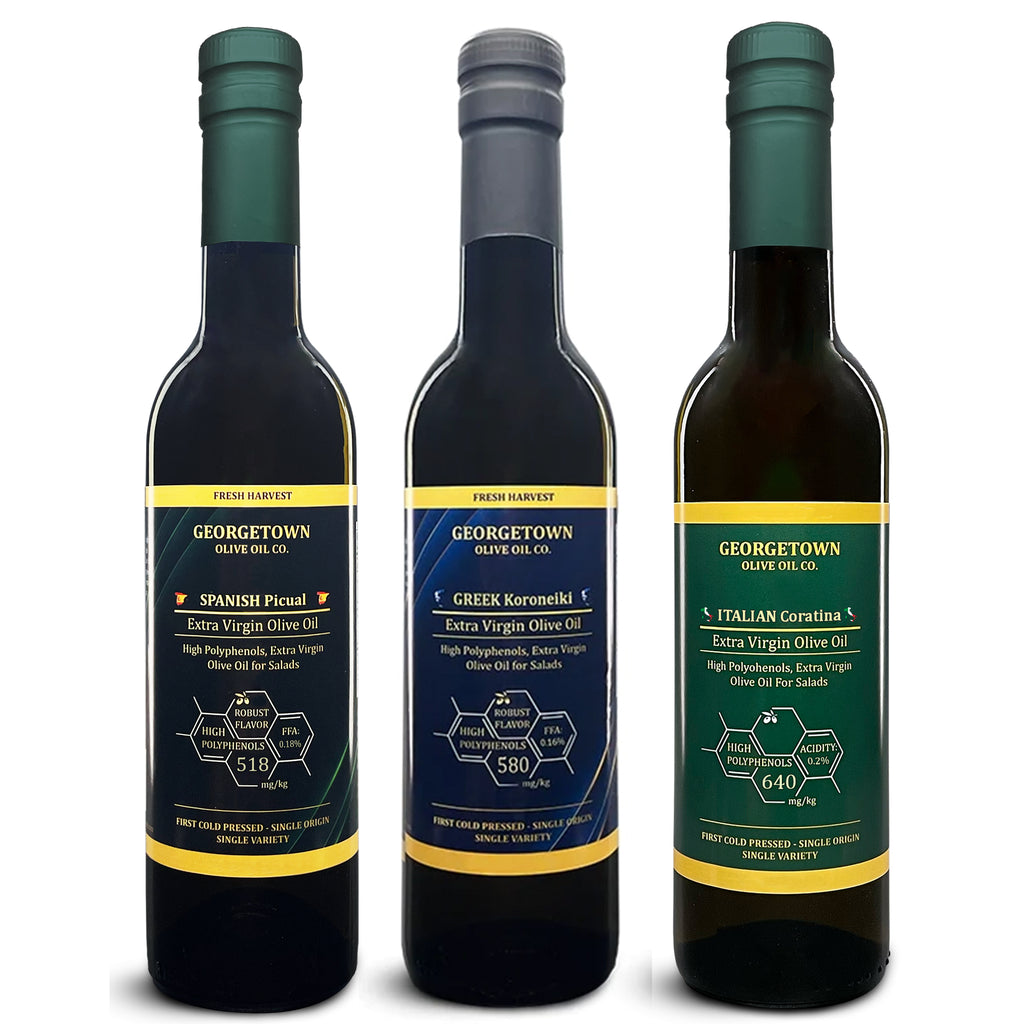 Extra Virgin Olive Oil TRIO | Spain, Greece and Italy | High Polyphenols Georgetown Olive Oil Co.