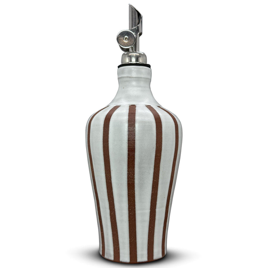 Handmade Olive Oil Cruet – Almond Clay Stripe Georgetown Olive Oil Co.