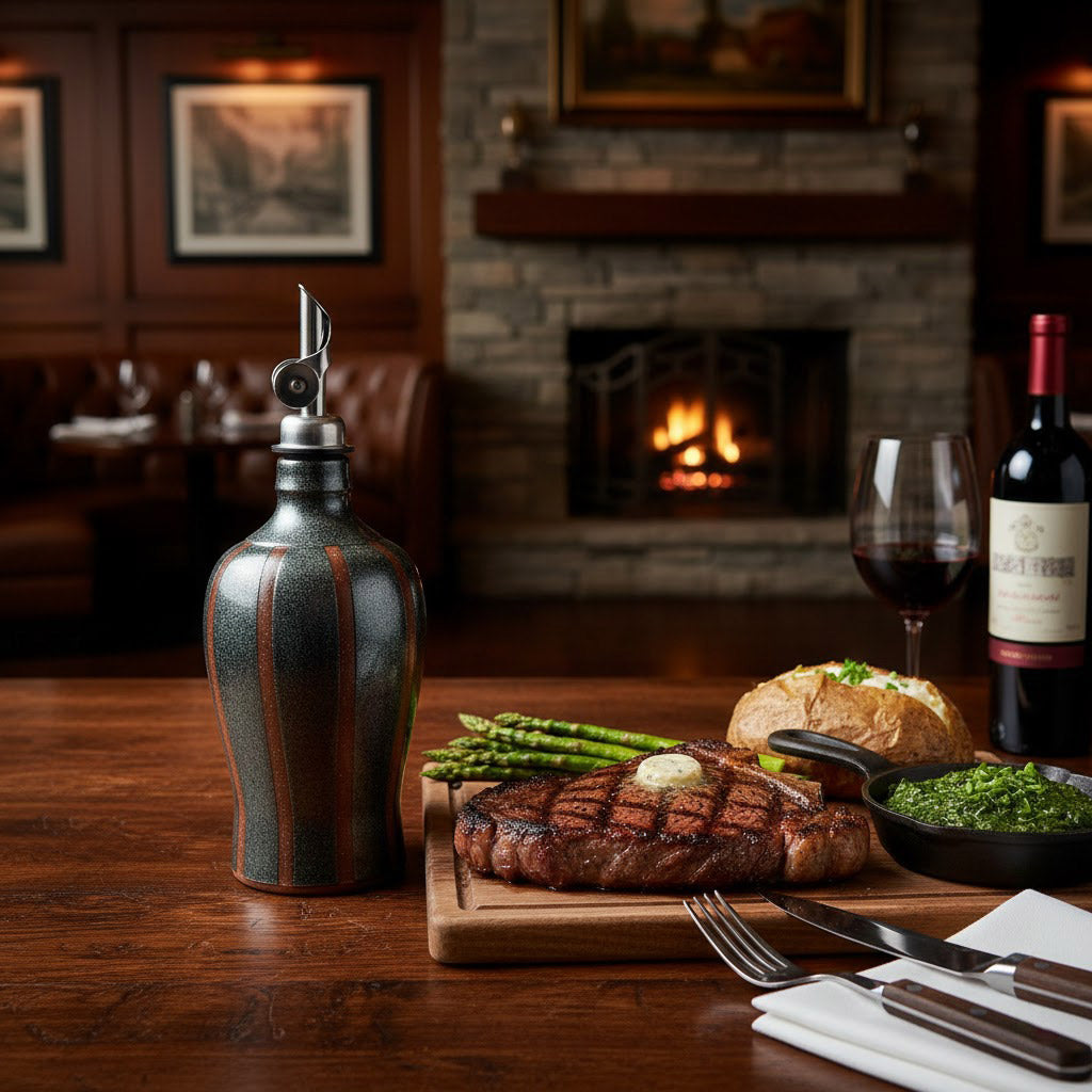 Handmade Olive Oil Cruet – Obsidian Clay