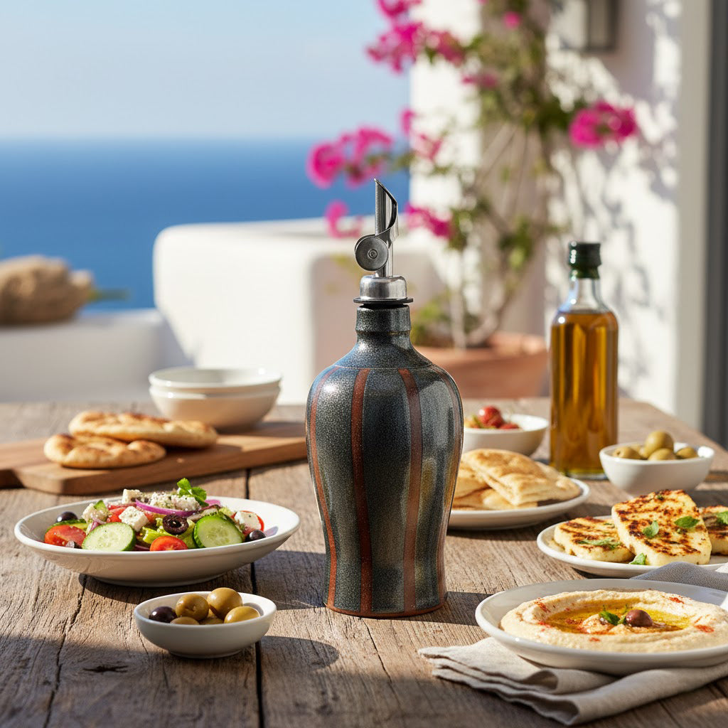 Handmade Olive Oil Cruet – Obsidian Clay