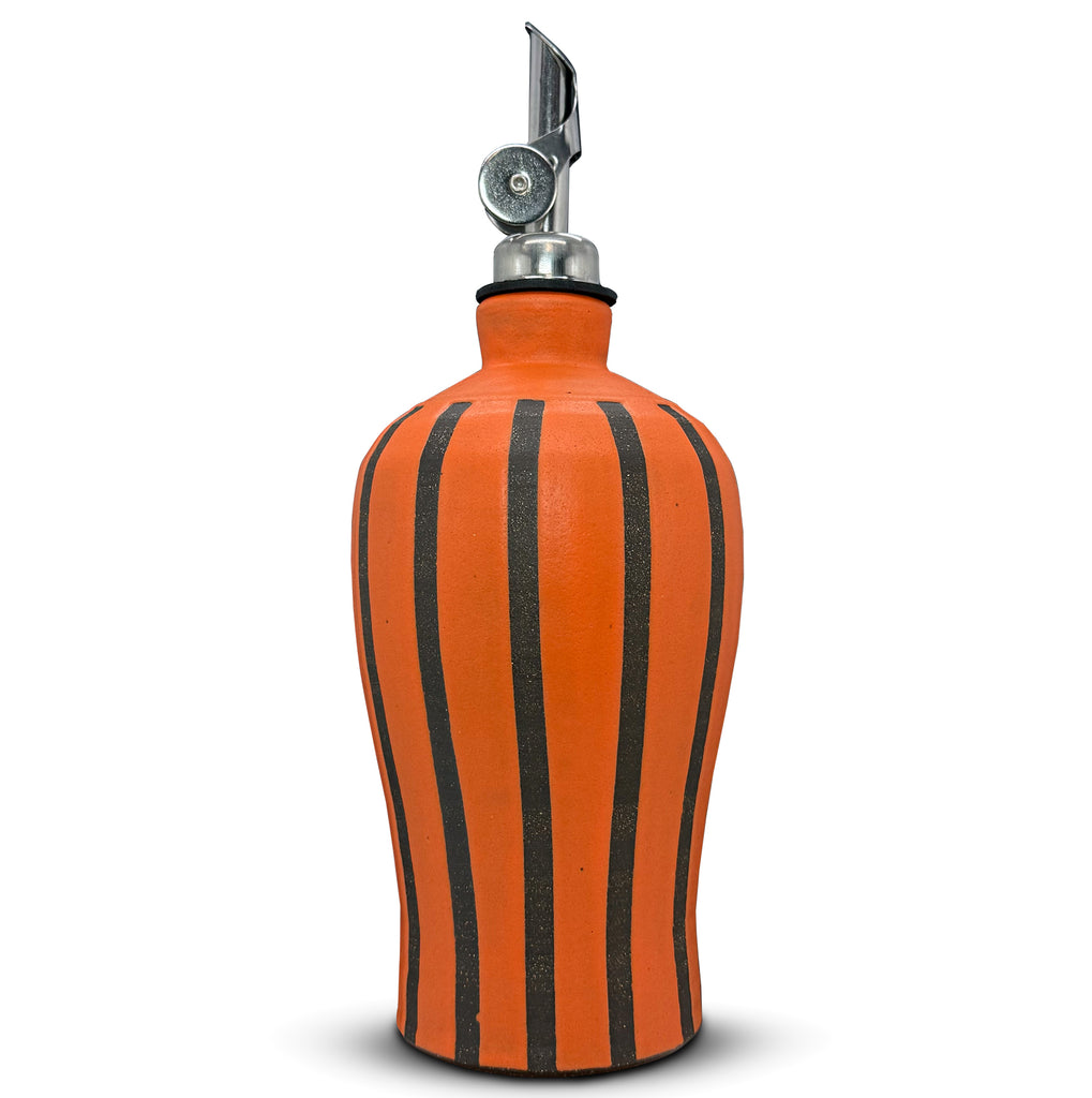 Handmade Olive Oil Cruet – Terra Flame Stripe Georgetown Olive Oil Co.