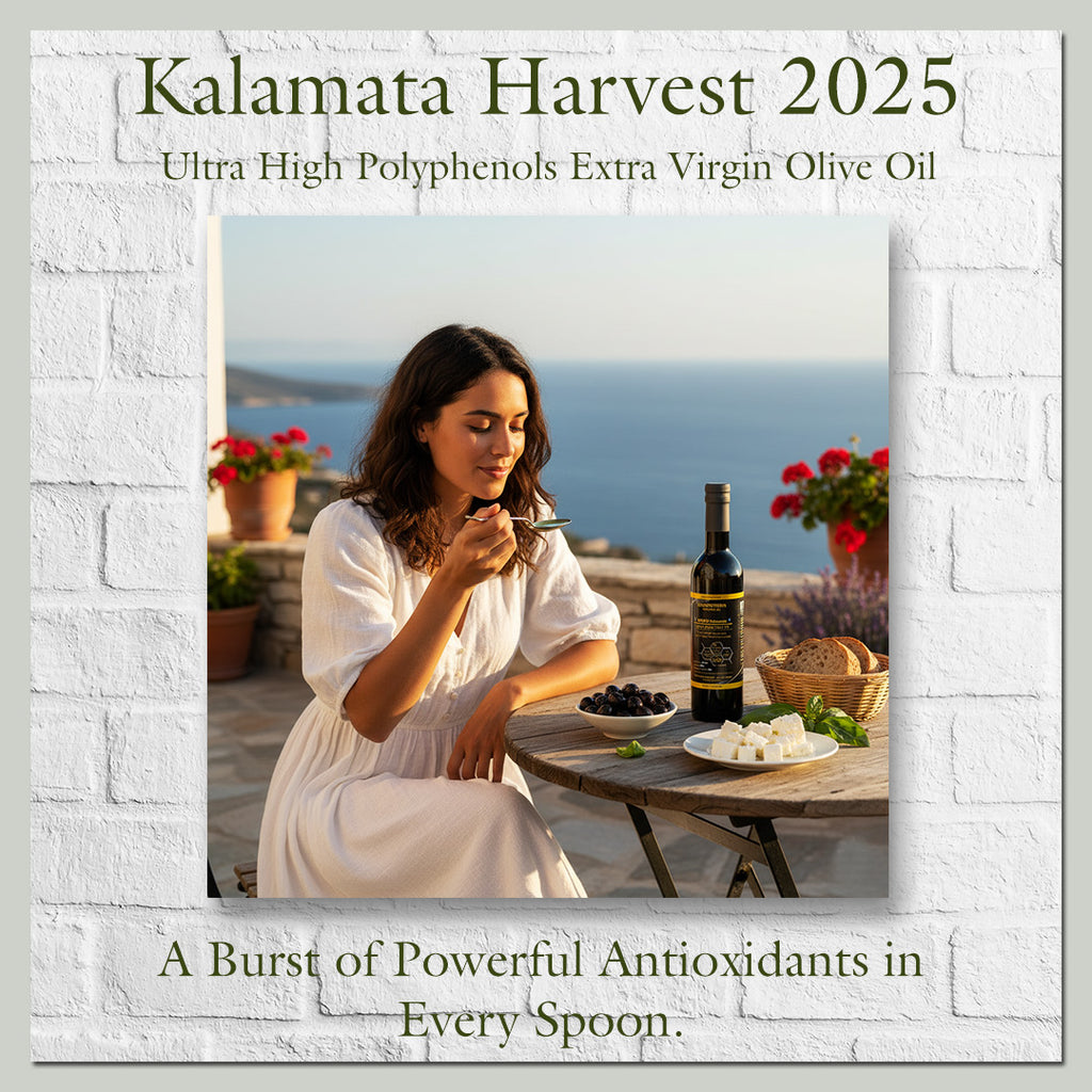 Kalamata Ultra High Polyphenols Extra Virgin Olive Oil Georgetown Olive Oil Co. Harvest 2025 fresh