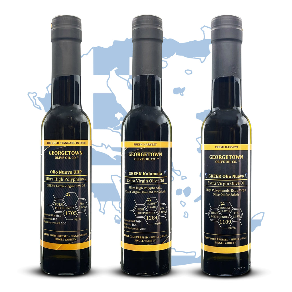 3 Bottle Set | Ultra High Polyphenols Greek Extra Virgin Olive Oil Georgetown Olive Oil Co.