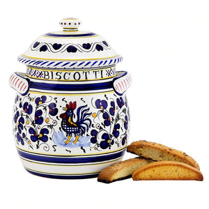 Traditional Biscotti Jar - Handmade Italian Pottery Georgetown Olive Oil Co. orvieto blue