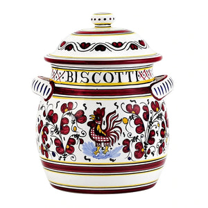 Traditional Biscotti Jar - Handmade Italian Pottery Georgetown Olive Oil Co. orvieto red