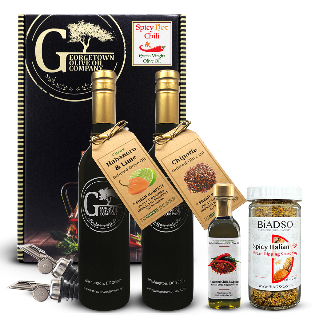 Spicy Hot Chili Olive Oils and Seasoning Gift Set Georgetown Olive Oil Co.