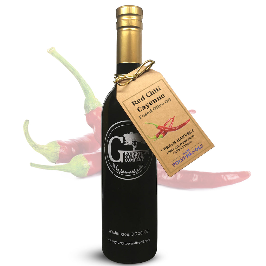 RED CHILI CAYENNE Infused | High Polyphenols Extra Virgin Olive Oil Georgetown Olive Oil Co.