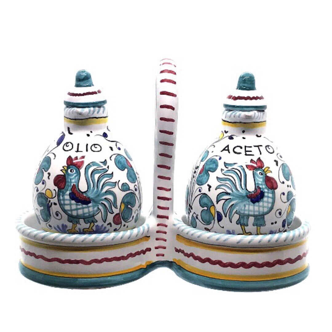 CECCONI ORVIETO イタリア製 ハンドメイド陶器 調味料入れセット Olive Oil and Vinegar Set ORVIETO GREEN – Georgetown Olive Oil Co.