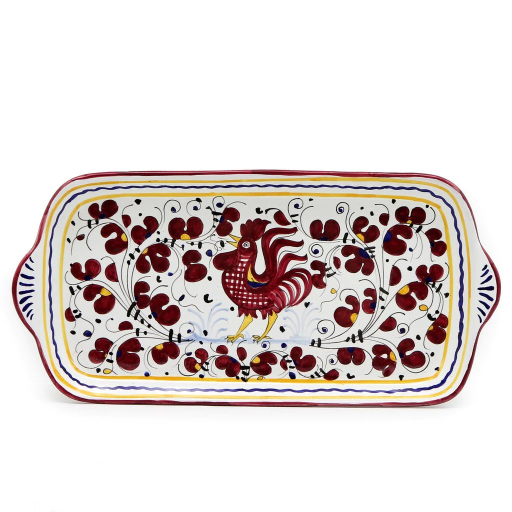Traditional Italian Rectangular Tray red rooster Georgetown Olive Oil Co.