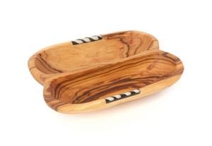 Olive Wood Double Dish - Georgetown Olive Oil Co.