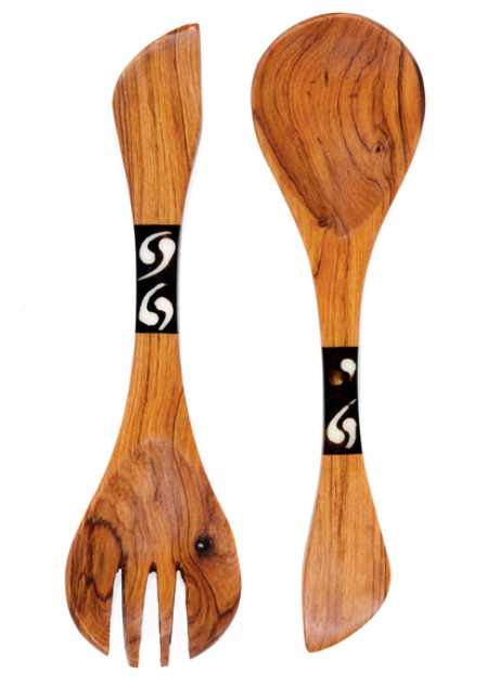 Spoon and Fork Set with Batik Bone - Georgetown Olive Oil Co.