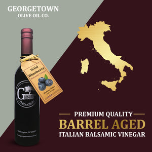 Wild Blueberry Balsamic Vinegar Barrel Aged Italian Balsamic Modena Italy Georgetown Olive Oil Co.